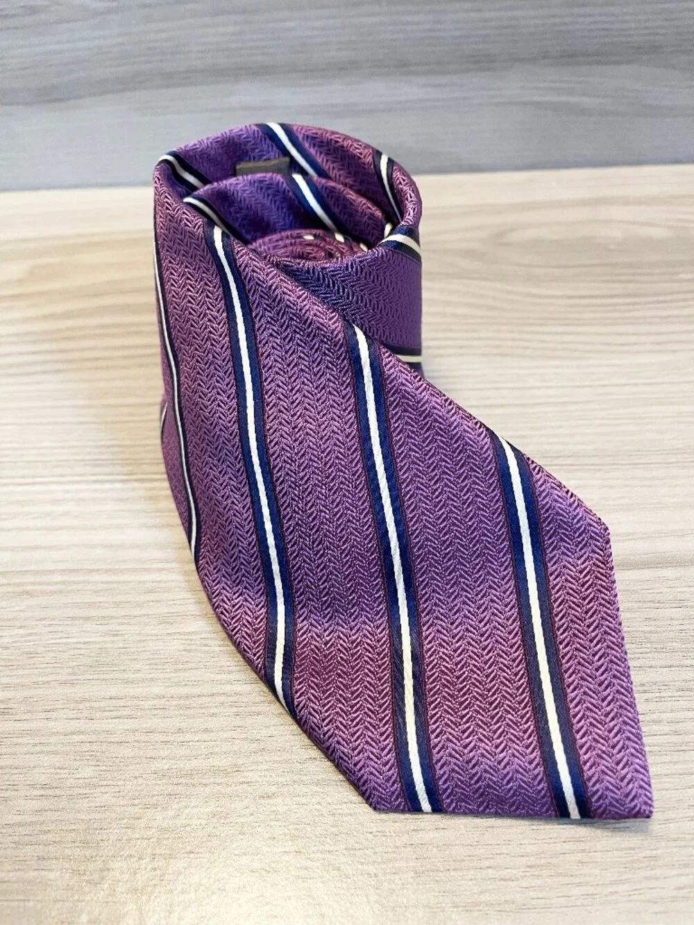 Canali 1934 Purple Striped 100% Silk Italian Designer Men's Necktie